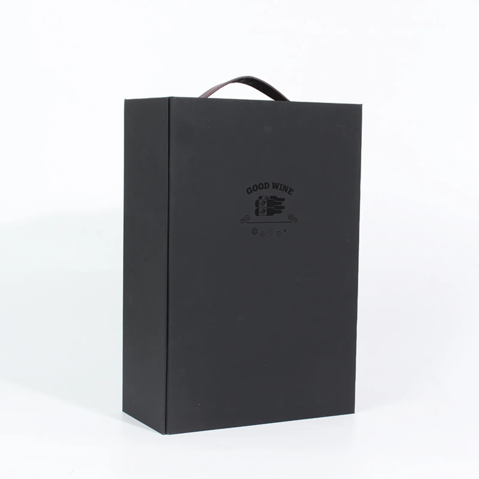 Black Double Wine Box with Leather Handle
