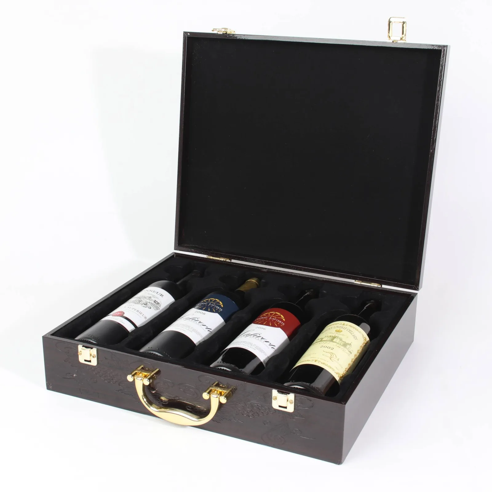 High Gloss Lacquer 4-Bottle Wooden Wine Box 4