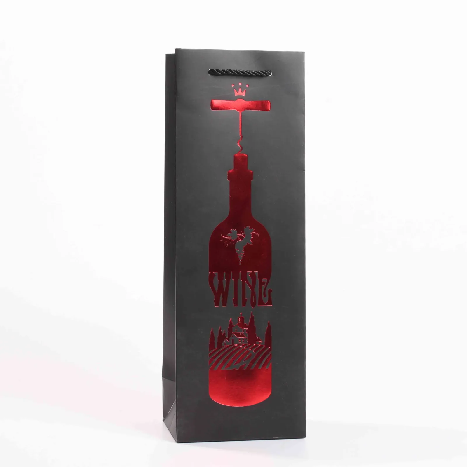 White Cardstock Wine Bag with Foil Stamping and UV Coating 2