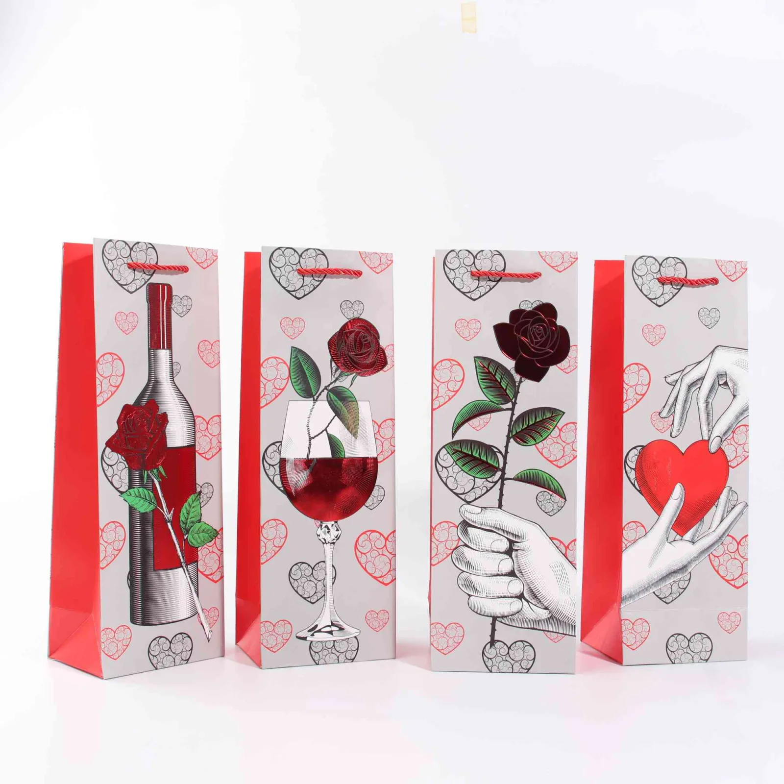 Wine Bottle Gift Bag with Gold Foil Rose 4